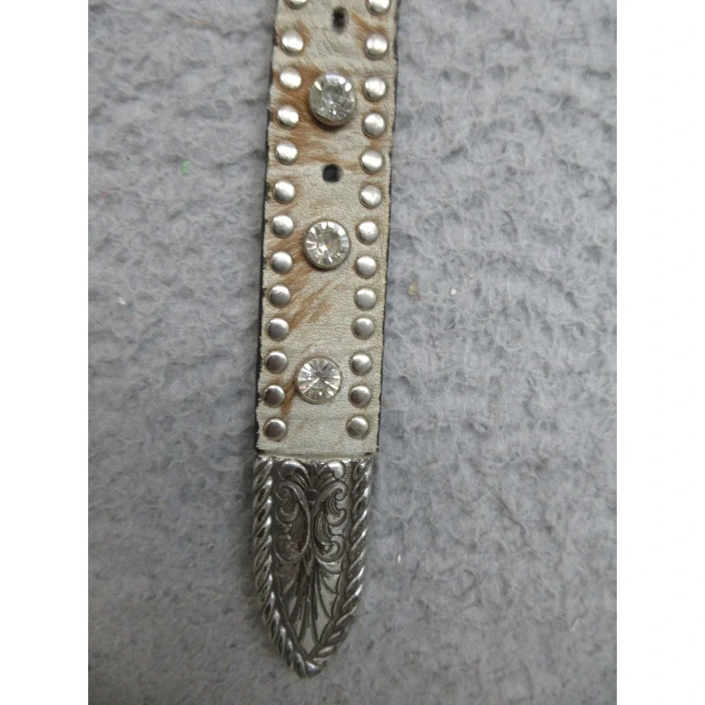 Nocona Western Womens XL Brown Hair On‎ Hide Rhinestone Cowgirl Leather Studded
